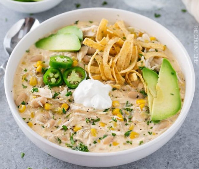 Slow Cooker Creamy White Chicken Chili – Old Time Pottery