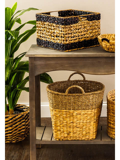 Duoer Round Paper Rope Storage Basket Wicker Baskets for Organizing with  Handle Decorative Storage Bins for Countertop Toilet Paper Storage Basket  for Toilet Tank Top Small Baskets Set(Set of 2,Brown)